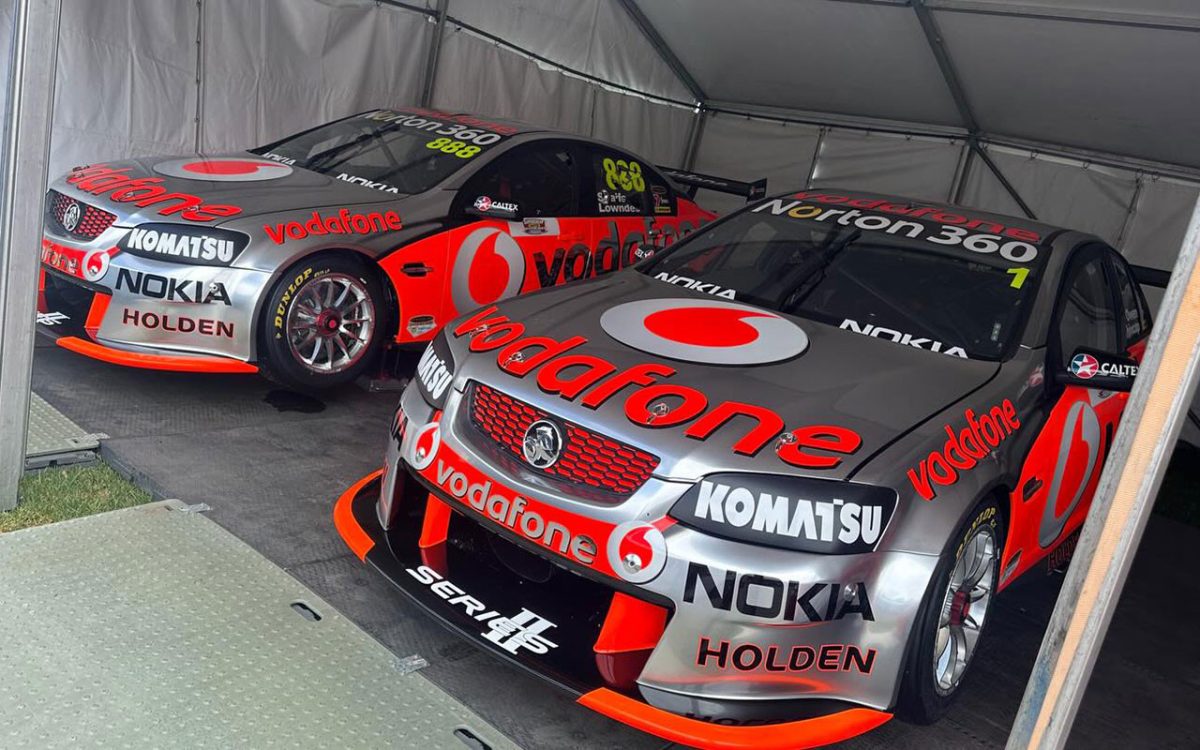 Restored Triple Eight Bathurst Holdens break cover in Adelaide